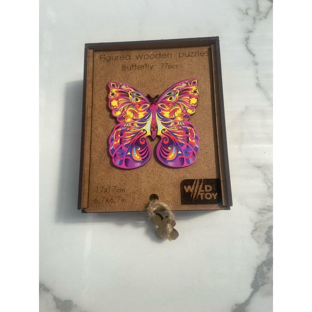 Wild Toy Wooden Butterfly Puzzle 77pc Laser Cut Whimsy Gift
